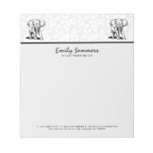 Bloc-note Dessin de ligne d'éléphant noir mignon monogramme (Devant)