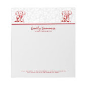 Bloc-note Dessin de ligne rouge foncé monogramme (Devant)