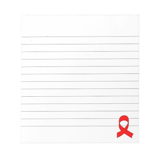 Bloc-note Dessin de ruban rouge ligné (Devant)