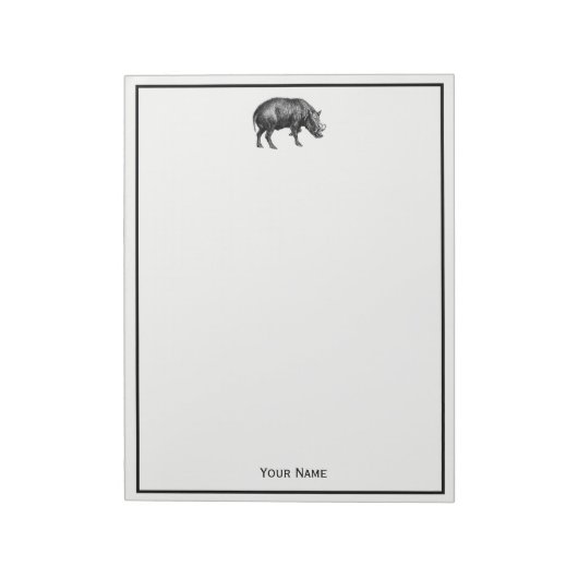 Bloc-note Dessin de sanglier vintage BW (Tourné)