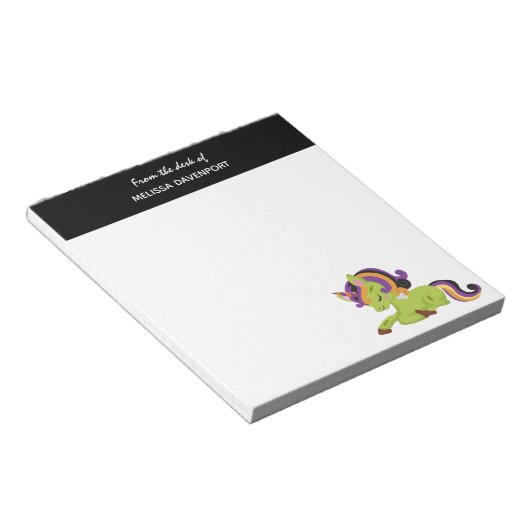 Bloc-note Dessin d'Halloween de Cute Frankenstein Unicorn (Incliné)