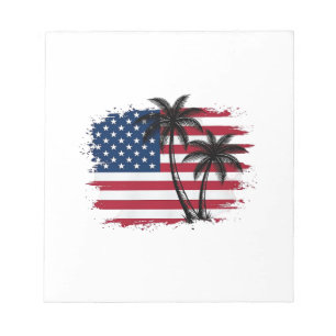 Bloc-note Dessin vectoriel de plage patriotique avec drapeau