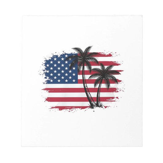 Bloc-note Dessin vectoriel de plage patriotique avec drapeau (Devant)