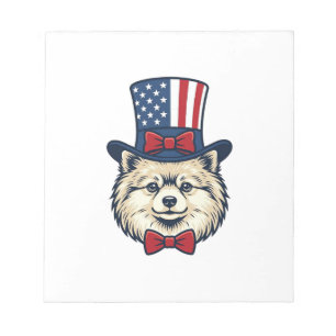Bloc-note Dessin vectoriel de tête de chien patriotique grav