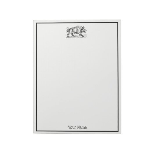 Bloc-note Dessin vintage de sanglier BW #2 (Tourné)