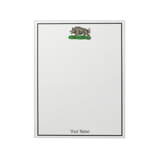 Bloc-note Dessin vintage de sanglier BW #3C (Tourné)