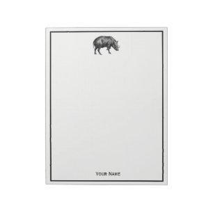 Bloc-note Dessin vintage de sanglier en noir et blanc