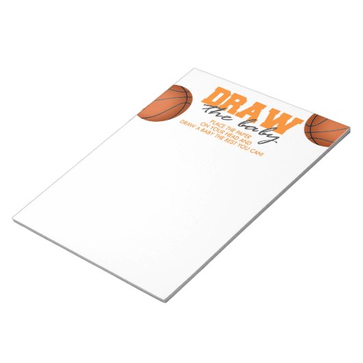 Bloc-note Dessinez le pack de jeu Baby shower de basket-ball (Incliné)