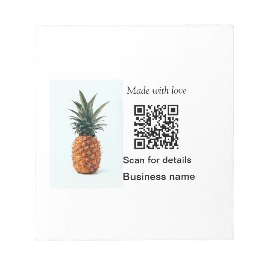 Bloc-note Détail d'entreprise de code q r de fruit d'ananas (Devant)