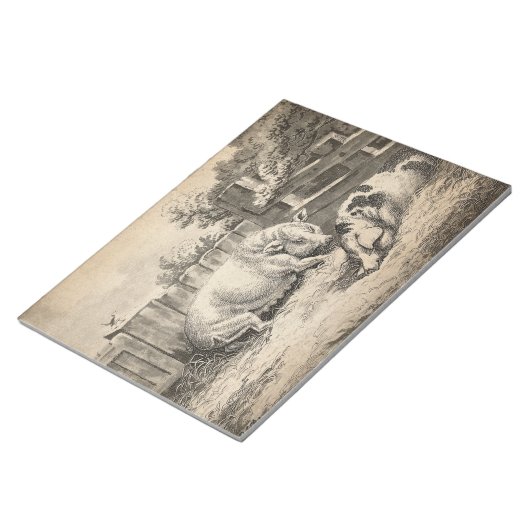 Bloc-note Deux cochons couchés dans la paille dans un stylo  (Incliné)