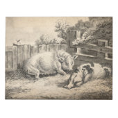 Bloc-note Deux cochons couchés dans la paille dans un stylo  (Devant)