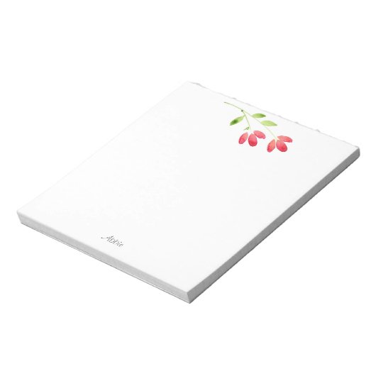 Bloc-note Deux tiges de fleurs d'aquarelle rouge (Tourné)