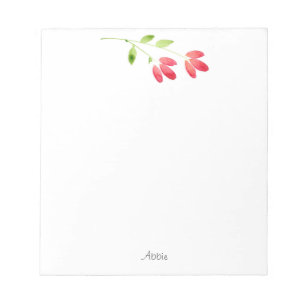 Bloc-note Deux tiges de fleurs d'aquarelle rouge