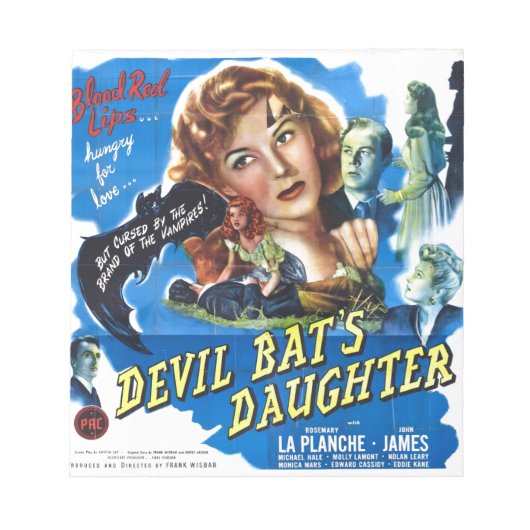 Bloc-note Devil Bat's Daughter, poster de film d'horreur vin (Devant)