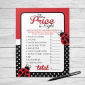 Bloc-note Devinez Le Prix Baby shower Ladybug Réponse du jeu