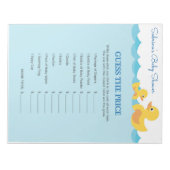 Bloc-note Devinez Le Prix Caoutchouc Baby shower Jeu (Devant)