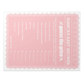 Bloc-note Devinez Le Prix Pink Papel Picado Baby shower (Devant)
