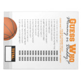 Bloc-note Devinez Qui Basketball Baby shower Pack de jeu (Devant)