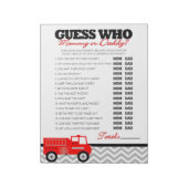 Bloc-note Devinez Qui Firetruck Baby shower Game Pack (Tourné)