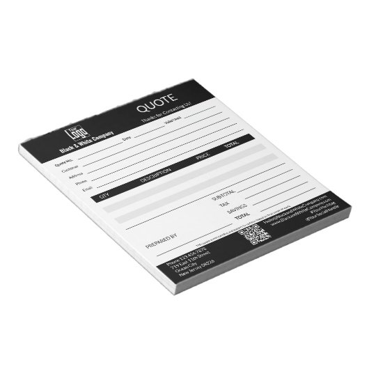 Bloc-note Devis d'entreprise de service professionnel de bas (Incliné)