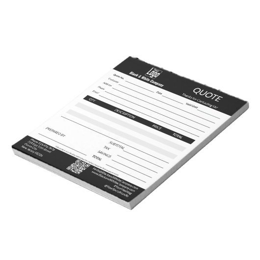 Bloc-note Devis d'entreprise de service professionnel de bas (Tourné)