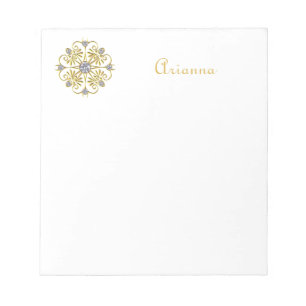 Bloc-note Diamant blanc et or Faux