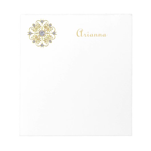Bloc-note Diamant blanc et or Faux (Devant)