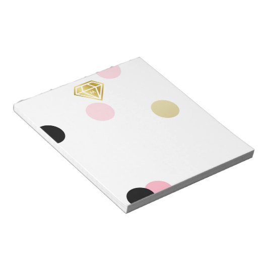 Bloc-note Diamant d'or et grand Monogramme Confetti Rose (Incliné)