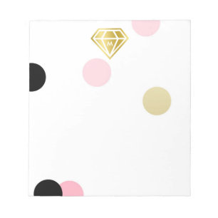 Bloc-note Diamant d'or et grand Monogramme Confetti Rose