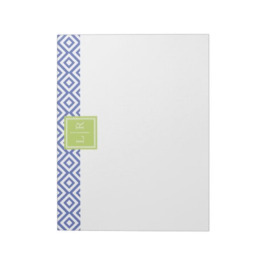 Bloc-note Diamants bleus Motif et monogramme (Tourné)