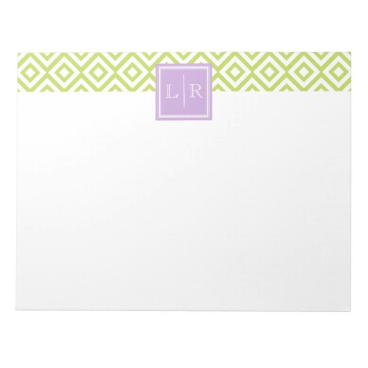 Bloc-note Diamants verts Motif et monogramme (Devant)