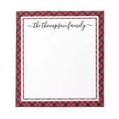 Bloc-note Diamond Buffalo Plaid Script Nom de famille (Devant)