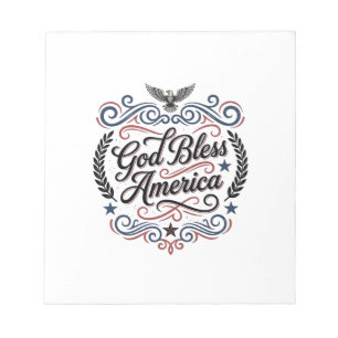 Bloc-note Dieu bénisse l'Amérique T-Shirt vintage patriotiqu