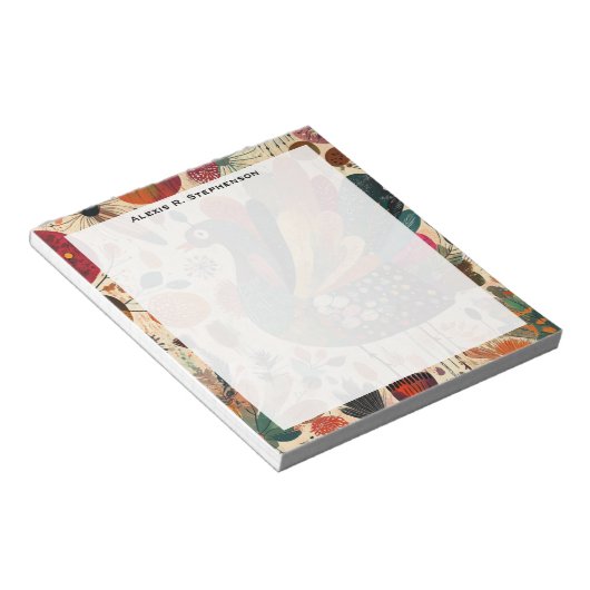 Bloc-note Dinde rétro boho patchwork d'automne (Incliné)