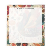Bloc-note Dinde rétro boho patchwork d'automne (Devant)