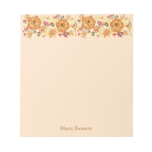 Bloc-note Dîner Citrouille Thanksgiving (Devant)