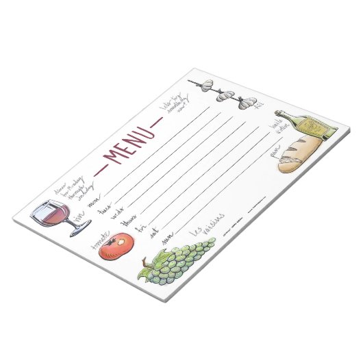 Bloc-note Dîner Gourmet Hebdomadaire Menu Sticky Notepad (Incliné)