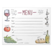 Bloc-note Dîner Gourmet Hebdomadaire Menu Sticky Notepad (Devant)