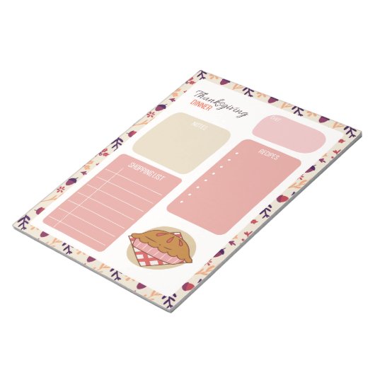 Bloc-note Dîner Thanksgiving Plan de repas (Incliné)