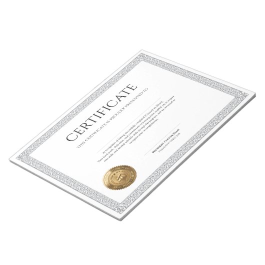 Bloc-note Diplôme Classique Élégant avec sceau à feuille d'o (Incliné)
