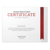 Bloc-note Diplôme Classique Élégant Certificat ruban rouge (Devant)