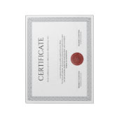 Bloc-note Diplôme Classique Élégant Certificat sceau de cire (Tourné)