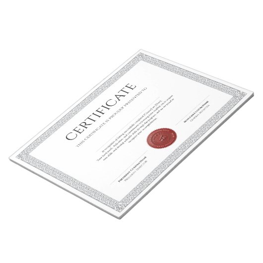 Bloc-note Diplôme Classique Élégant Certificat sceau de cire (Incliné)
