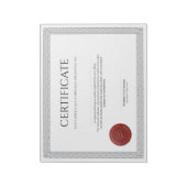 Bloc-note Diplôme Classique Élégant Certificat sceau de cire (Tourné)