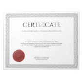 Bloc-note Diplôme Classique Élégant Certificat sceau de cire (Devant)