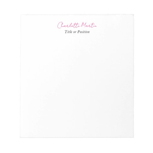 Bloc-note Directeur Consultant Chef Blanc Rose Professionnel (Devant)