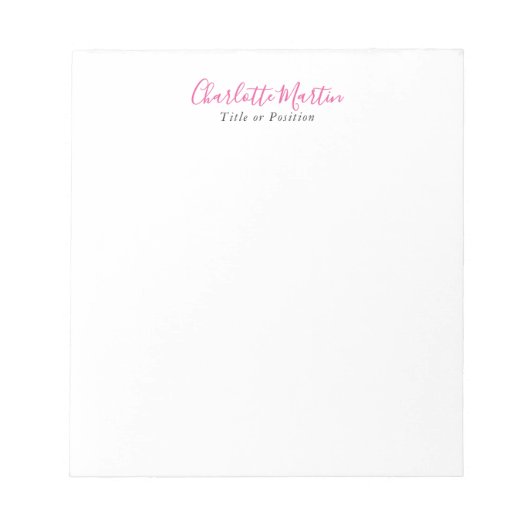 Bloc-note Directeur Consultant en Chef Blanc Rose Profession (Devant)