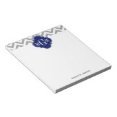 Bloc-note Dk Grey Lg Chevron Navy Quatrefoil 3 Monogramme (Incliné)