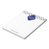 Bloc-note Dk Grey Lg Chevron Navy Quatrefoil 3 Monogramme (Tourné)