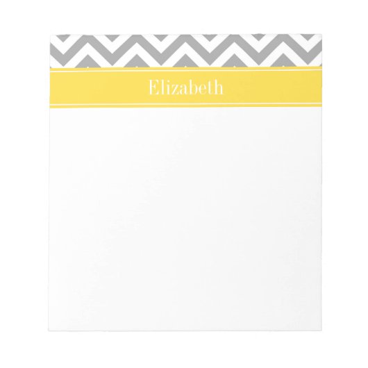 Bloc-note Dk Gris Blanc LG Chevron Ananas Monogramme Initial (Devant)
